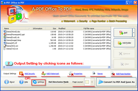 a-pdf office to pdf batch mode settings